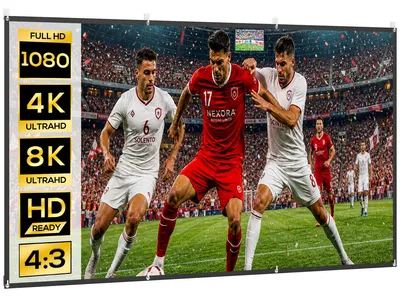 Produktbild von 120" (305 cm) gro?e, faltbare und tragbare HD 4K/8K-Projektionsleinwand im 16:9-Format, knitterfrei und abwaschbar, beidseitig bespielbar, wei?