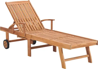 Produktbild von vidaXL Sonnenliegen 2 Stk. mit Auflagen Grün Massivholz Teak