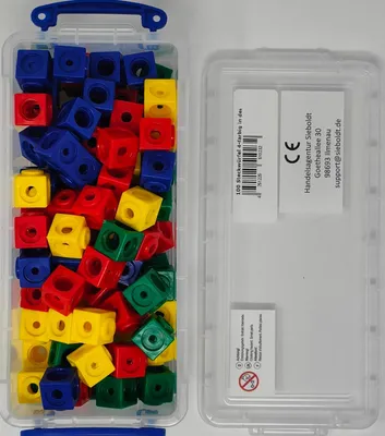 Produktbild von 100 Steckwürfel 4- farbig 1,7cm in der Box