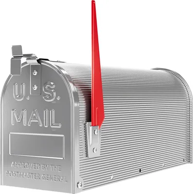 Produktbild von Wiltec US Mailbox silbergrau 150 x 513 x 223 mm, amerikanischer Briefkasten mit Fahne, Wandbriefkasten oder Standbriefkasten Stahl amerikanisches Design