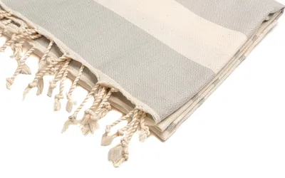 Produktbild von Saunatuch Strandtuch Hamamtuch Grau Gestreift 100% Baumwolle 100x180