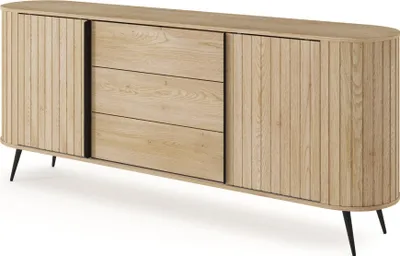 Produktbild von Furniture24 Kommode Lovi - A Mit Schiebetüren Sideboard Eiche Cremona 196 Cm