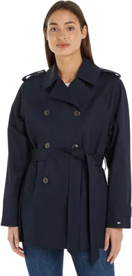 Produktbild von Tommy Hilfiger Damen Trenchcoat Baumwolle Short Kurzmantel, Blau (Desert Sky), 32