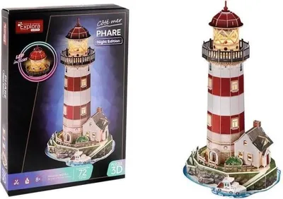 Image de puzzle 3D du phare - Jeu de construction - EXPLORA - 72 pièces - dès 8 ans