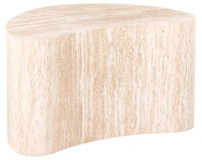 Produktbild von BELIANI Beistelltisch Beige MDF Steinoptik Travertinoptik Asymmetrisch Nierenform Modernes Japandi Design Wohnzimmer Tischchen Ablagetisch Sofatisch
