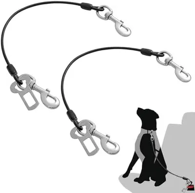 Produktbild von Anschnallgurt Hund Auto 2 Stück Sicherheitsgurt Hund (60CM) | mit 360° Drehbarem Haken Hundeanschnaller fürs Auto, Geeignet für Welpen, Kleine, Mittelgroße Große Hunde