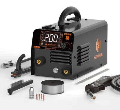 Obrázek produktu pro Bezplynový svařovací přístroj MIG – invertor HVM200 3 v 1 – MIG, MMA, Lift, TIG – 220 V, 120 A – přenosný – zástrčka EU