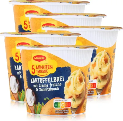 Produktbild von Maggi 5 Minuten Terrine Kartoffelbrei Créme fraiche Schnittlauch 53g (5er Pack)