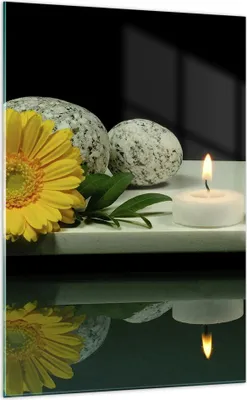 Produktbild von Bilder auf glas - Einteilig - Spa Blume Kerze Stein - 70x100cm - Glasbilder - Wandbilder - Bilder - zum Aufhängen bereit - Wanddekoration aus Glas - Glas Bilder - Wandbild auf Glas - GPA70x100-0415