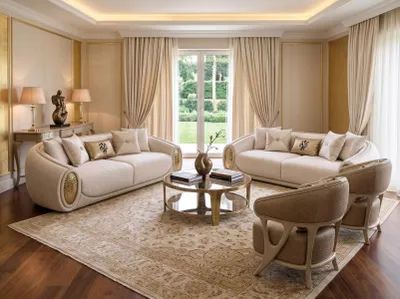 Productafbeelding van Bankstel, bank, fauteuil, beige, modern, woonkamer, hoogwaardig