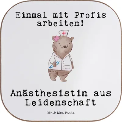 Produktbild von Mr. & Mrs. Panda Untersetzer Anästhesistin Leidenschaft - Weiß - Geschenk, Spruch, Tassenuntersetzer, Tasse, Krankenhaus, Lustig, Coaster, Studium, Glas, für Gläser