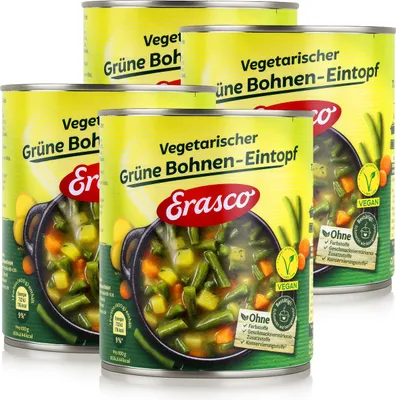 Produktbild von Erasco vegetarischer grüne Bohnen-Eintopf 800g Fertigessen (4er Pack)