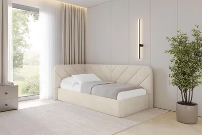 Produktbild von ALTDECOR Jugendbett mit Bettkasten FIKY - 90x200 - Beige - Monolith 04 - Rechts angeordnet - Bett mit Matratze - Einzelbett mit Stauraum - Polsterbett Kinderbett