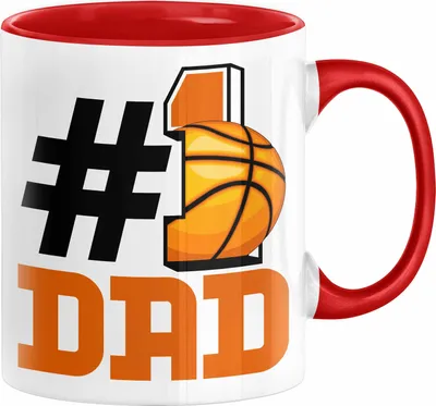 Produktbild von Basketball-Trainer Basketballer Nummer 1 Dad Vater Tasse Geschenk Basketball Papa Geschenkidee Bester Papa Der Welt Vatertag Lustige Geschenkidee (Rot)