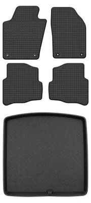Productafbeelding van Rubberen automatten + kofferbakmat voor Skoda Fabia III 2014-2021 (stationwagen) – 5-delig, zwart, op maat – Wielganizator