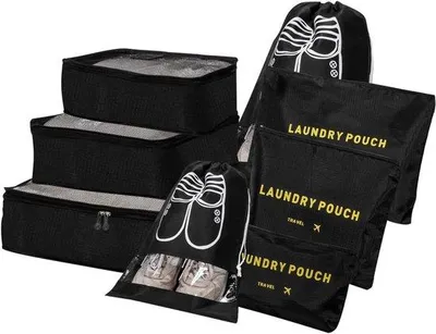 Produktbild von Famanu Koffer-Organizer 8-in-1 Set - Schwarz