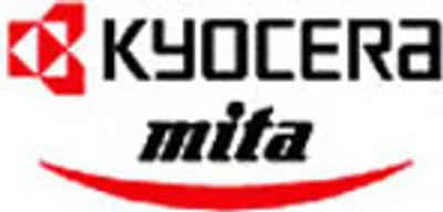 The image displays the logos and brand names of KYOCERA and mita, with a red curved line underneath.