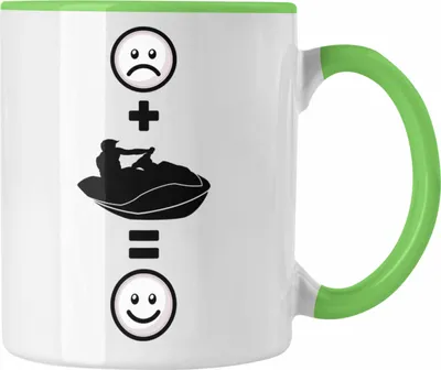 Produktbild von Trendation - Jetski Tasse Geschenkidee für Jetski-Fahrer Geburtstag Lustiges Geschenk :( + Jetski = :) (Grün)