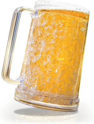 Produktbild von Doppelwandiger Bierkrug für den Gefrierschrank, durchsichtiger Bierkrug, Frozen Cup, 16 oz, Plastik-Bierkrug mit Henkel