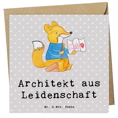 Produktbild von Mr. & Mrs. Panda Grußkarte Architekt Leidenschaft - Grau Pastell - Geschenk, Klappkarte, Glückwunschkarte, Witzig, faltkarte, Beruf, Lustig, doppelkarte, Spruch