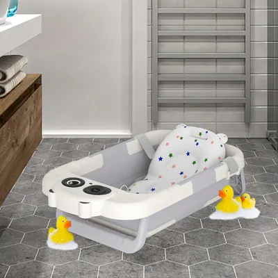 Immagine prodotto di QEENTOE Vaschetta da bagno pieghevole per bambini, con sedile antiscivolo e display digitale, adatta a neonati e bambini piccoli, modello A