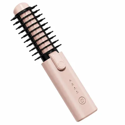 Produktbild von Tragbare Heizbürste für Locken, kabellos, 7000 mAh, 160–220 °C, 4 Temperaturstufen, Keramikheizung, Rosa