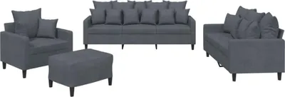 Produktbild von vidaXL 4-tlg. Sofagarnitur mit Kissen Dunkelgrau Samt