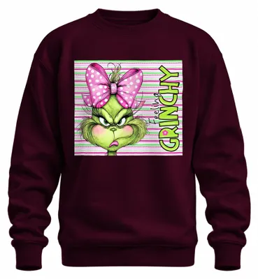 Imagen del producto de Sudadera o jersey uni con diseño divertido de "El Grinch" para Navidad, color burdeos, talla 3XL