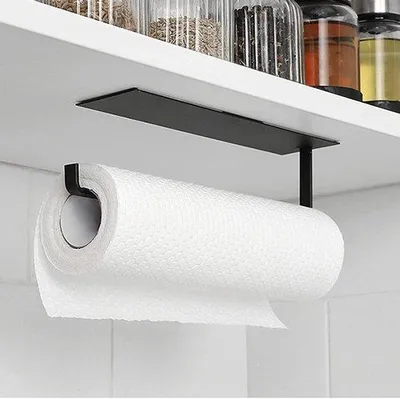 Produktbild von Unyqoos® Küchenrollenhalter selbstklebend ohne Bohren, 26 cm, horizontal/vertikal, Papierhandtuchhalter für Küche & Bad, schwarz