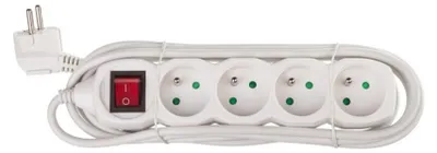 Image de Câble de rallonge avec interrupteur - 4 prises, 3m, blanc 70785