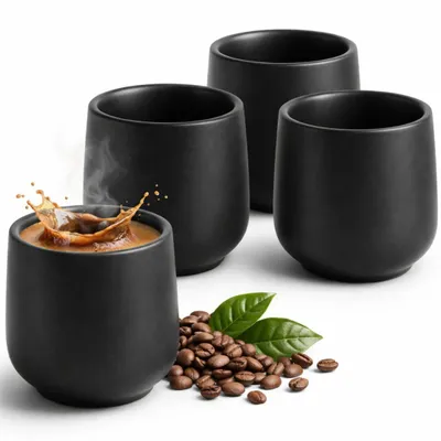 Zdjęcie produktu dla Filiżanki do espresso Maxito z kamionki o pojemności 80 ml, zestaw 6 sztuk dla miłośników kawy – Filiżanki do espresso i kawy – Prezenty dla mężczyzn i kobiet
