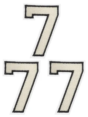 Produktbild von Bügelflicken - Bestickte Patches zum Aufbügeln - Bastelzubehör für Textilien - 3er Pack - Weiße Zahl 7