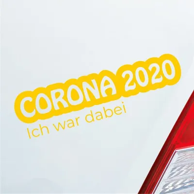 Produktbild von Auto Aufkleber Corona 2020 Ich war dabei! Krank Infiziert Husten 19x5 cm Gelb Sticker Heckscheibenaufkleber
