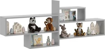Produktbild von Skandinavisches Wandregal in Grau – Modernes Bücherregal unter Dachschräge, Design-Hängeregal fürs Wohnzimmer, Büro oder Kinderzimmer