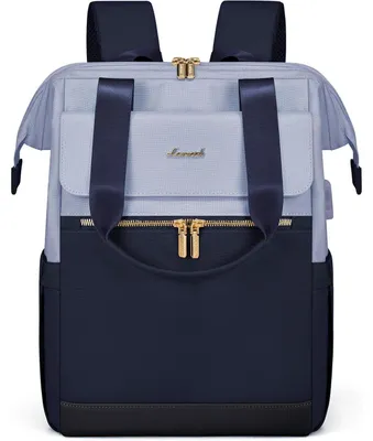 Productafbeelding van Rugzak voor dames en tieners, geschikt voor een 17,3-inch laptop, waterdicht, 2-in-1, in de kleuren lichtblauw en marineblauw