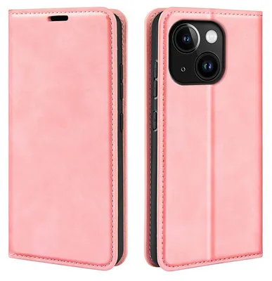 Produktbild von MobyDefend Hülle für iPhone 15 - Premium Klapphülle mit Kartenfächern und Standfunktion – Magnetverschluss - Rosa