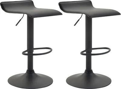 Produktbild von 2er Set Barhocker DERID - Kunstleder Schwarz 36x39x63 cm Schwarz | Barstuhl Höhenverstellbar Drehbar Tresenhocker Tresenstuhl Kneipenhocker