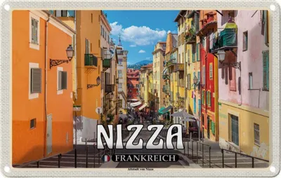 Produktbild von vianmo Blechschild 20x30 cm Nizza Frankreich Altstadt von Abenteuer Reisen Urlaub