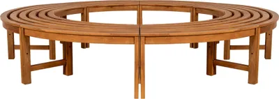 Produktbild von Baumbank TINAR - Holz Braun 250x250x45 cm | Kreisrunde Sitzbank Ohne Lehne Baumbank Gartenbank Für Baum