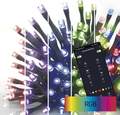 GoSmart LED vánoční řetěz, 8 m, venkovní i vnitřní, RGB, programy, časovač, WiFi