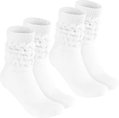 Zdjęcie produktu dla BRUBAKER slouch socks - damskie skarpetki slouch do fitnessu, jogi i treningu - skarpetki sportowe dla kobiet, białe, rozmiar 35-38, 2 pary