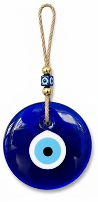 Runder Wandbehang mit blauem Auge und Kordel, 1 Stück