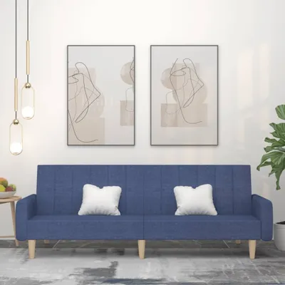 Produktbild von Design Schlafsofa 2-Sitzer Blau Stoff, Schlafsofas 2024 Neu