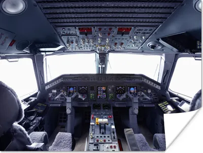 Produktbild von MuchoWow® Poster Das Cockpit eines Verkehrsflugzeugs 80x60 cm - Kunst für zu Hause