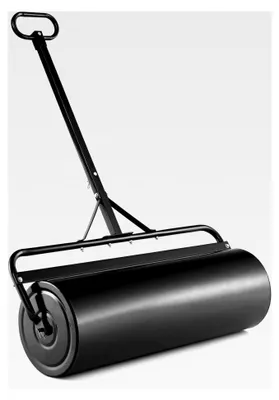 Produktbild von Befüllbare Rasenwalze 63L, Ø30cm Handwalze, Rasenroller mit U-Griff und abnehmbarem Ablassstopfen, Gartenwalze für Boden, Wiese, Ebenen (Schwarz)