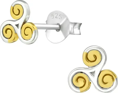 Produktbild von Ohrstecker 925 Sterling Silber vergoldet mit keltischer Triskele