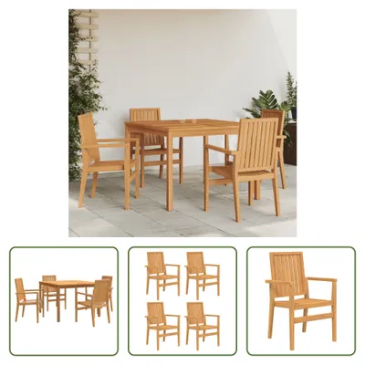 Produktbild von The Living Store 5-tlg. Garten-Essgruppe Massivholz Teak