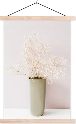 Produktbild von MuchoWow® Textilposter Pflanzen - Vase - Stilleben 60x90 cm mit holzfarbenen Rahmen - Textil