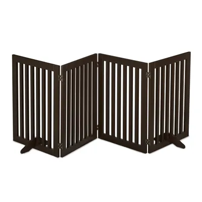 Image de Barrière de sécurité Relaxdays, barrière autoportante, H x L : 70 x 206 cm, avec pieds, barrière pliable pour chien, marron