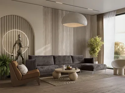 Produktbild von Ecksofa Designersofa MADISON Stoff Tender Way Anthrazit Ottomane Rechts